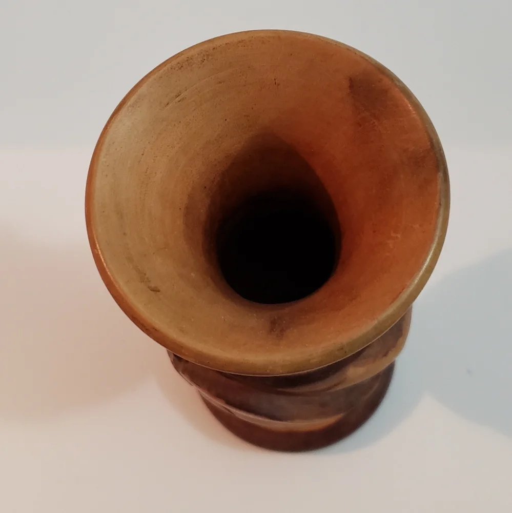 Hand Carved Wooden Vase Folk Art Boho